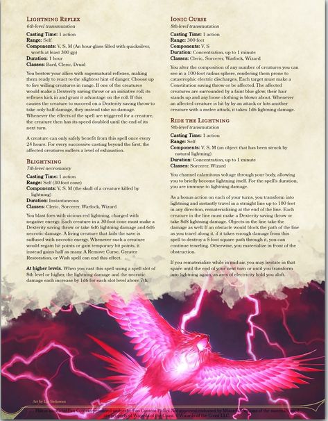 Dnd Lightning Paladin, Sorcerer Spells, Druid Spells, Spells Dnd, Lightning Magic, Wizard Spells, Lightning Spell, Homebrew Spells, Warlock Spells