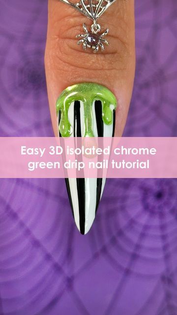 Spooky Nail, Beetlejuice Halloween, Nail Tutorial, Drip Nails, Cat Nails, Halloween Nail, Nail Art Tutorial, Chrome Nails, Nail Tutorials