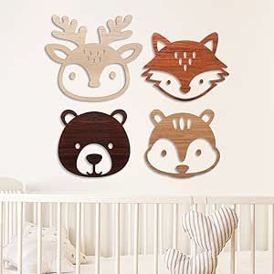 Hoteam Woodland Nursery Decor, Wooden Forest Animal Wall Decoration Woodland Baby Shower Decorations Boy Nursery Decor for Rustic Farmhouse Log Cabin Bathroom Kid Room (Adorable Style) Woodland Baby Shower Decorations Boys, Log Cabin Bathroom, Cabin Nursery, Wooden Forest, Forest Nursery Decor, Jungle Theme Nursery, Cabin Bathroom, Woodland Baby Shower Decorations, Jungle Nursery Decor