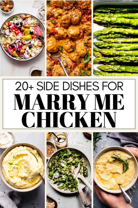 Wondering what the best side dishes to serve with Marry Me Chicken are? I’ve got you covered with this handy guide. From salads, to vegetables, starches and more. Sides For Roast Chicken Dinner, Sides For Marry Me Chicken, Marry Me Chicken Side Dish, What To Serve With Marry Me Chicken, Marry Me Chicken Sides, Chardonnay Food Pairing, Chicken Sides, Sides For Chicken, Red Wine Recipe