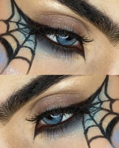 Spider web ( Halloween makeup part 3) Not a perfect one but i loveee the combination how it turned out 🖤🤌🏻💙 Lenses shade ; Husky Blue from @blueyes.pk . ( Halloween makeup ideas, Halloween makeup looks, Halloween 2024, makeup ideas, trending makeup looks, spider web, spider web makeup) . #makeuplooks #makeupideas #makeup #makeuplook #beauty #makeupartist #halloween #spookyseason #spiderweb #spider #spiderwebs #trending #viralpost #explorepage #explore #foryoupage #popular #exploremore #ex... Spiderweb Makeup Easy, Easy Spiderweb Makeup, Spider Eyes Makeup, Spiderweb Makeup Eye, Spider Makeup Looks, Spiderweb Eye Makeup, Spider Web Eye Makeup, Spiderweb Makeup, Spiderweb Eyeliner