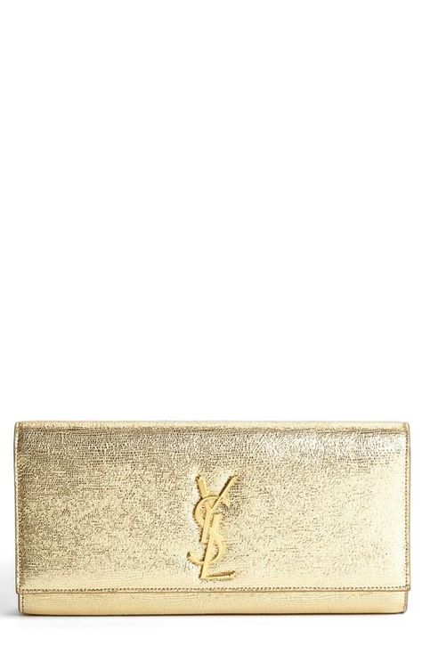 Saint Laurent Gold Bags, Gold Clutch Purse, Gold Clutch Bag, Ysl Clutch, Gold Handbag, Tas Mini, Hand Bags For Women, Gold Purse, Bogg Bag