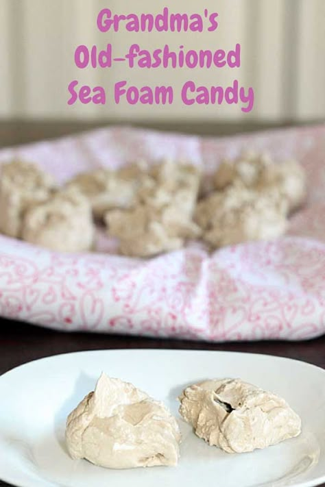 Grandma’s Sea Foam Candy (Divinity Candy)--No Corn Syrup – Art of Natural Living Corn Flake Candy Recipe, Sea Foam Candy, Divinity Fudge, Foam Candy, Divinity Candy, Holiday Candy Recipes, Chocolate Peanut Butter Fudge, Bake Sale Recipes, Potatoe Casserole Recipes