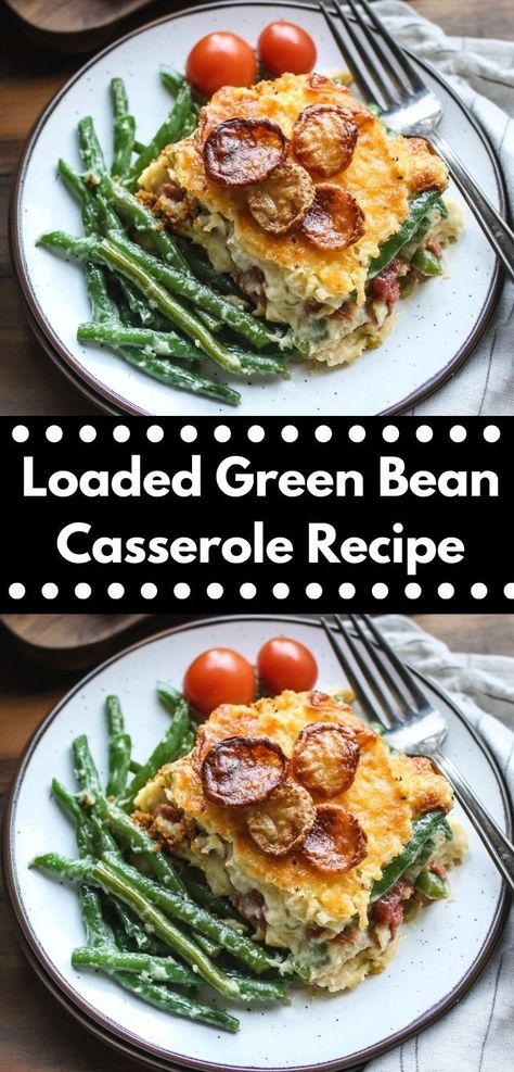 Craving a comforting classic? Our Loaded Green Bean Casserole Recipe combines rich flavors and creamy textures, making it a family favorite. Enjoy this easy casserole recipe for dinner any night of the week. Leftover Green Beans Recipes, Loaded Green Bean Casserole, Veggie Casserole Recipes, Easy Casserole Recipe, Creamy Green Beans, Green Bean Casserole Recipe, Recipe With Bacon, Veggie Casserole, Greenbean Casserole Recipe