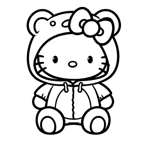 Hello Kitty Aesthetic Coloring Pages, Clipart Coloring Pages, Hello Kitty Color Pages, Colouring Pages Hello Kitty, Rysunki Hello Kitty, Easy Cute Coloring Pages, Halloween Hello Kitty Coloring Pages, Easy Coloring Pages For Teens, Raccoon Coloring Pages