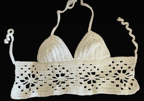 Flower Halter Top, Floral Snowflake, Business Crochet, Crocheted Crop Top, Crochet Halter Top Pattern, Halter Top Pattern, Hippie Crochet, Resort Wear Beach, Crochet White