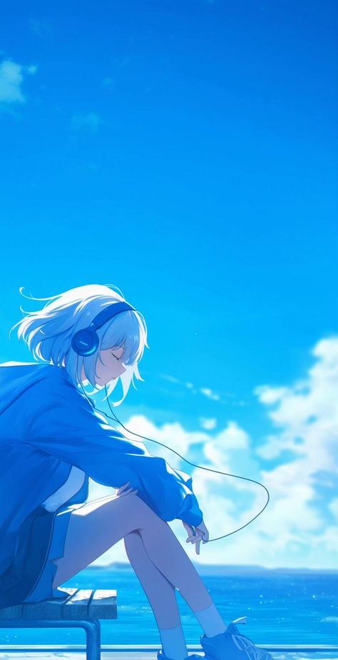 Blue Anime Aesthetic, Light Blue Aesthetic Wallpaper Anime, Blue Images Aesthetic Anime, Light Blue Anime Aesthetic Wallpaper, Blue Anime Live Wallpaper, Blue Anime Scenery Wallpaper, Pokemon Blue, 얼굴 그리기, Blue Anime