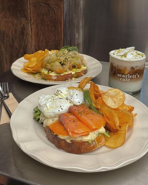 Sandwich Sourdough, Salmon Poached, Brown Butter Cream Cheese, Open Sandwich, Homemade Brioche, Western Saloon, Apples Cinnamon, Remoulade Sauce, Basil Oil