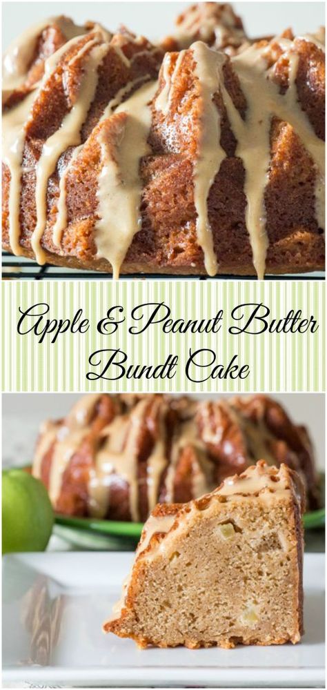 Apple Cake With Peanut Butter Frosting, Peanut Butter Bundt Cake, Pecan Bundt Cake, Butter Bundt Cake, Apple Bundt Cake Recipes, Rum Syrup, Using Apples, Apple Peanut Butter, Fall Goodies