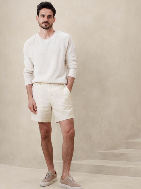 Short Shorts Men Outfit, Short Shorts Men, Italy Summer Outfits, Mens Shorts Outfits, Italy Summer, Linen Short, Shorts Men, Linen Shorts, Slim Leg