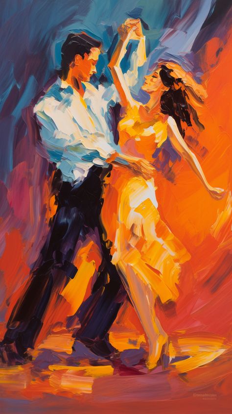 Trending Midjourney Wallpaper mentored by ThetaCursed, License: CC BY-NC 4.0 Man And Woman Dancing, Tango Art, Painting Of A Man, Loose Watercolor Paintings, Romantic Artwork, Dancing Art, Body Image Art, Woman Dancing, Dancing Drawings