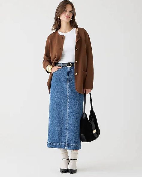 We Tried the 7 J.Crew Finds Sofia Richie Would Love | Who What Wear Jcrew Fall, Peplum Blazer, Sweater Blazer, Single Button Blazer, Slip Skirt, Jcrew Women, Colourful Outfits, Knit Sweater Cardigan, Gold Buttons