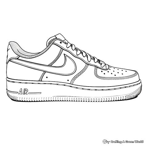 Nike Shoe Template Printable, Nike Air Drawing, Sneaker Template Free Printable, Nike Coloring Pages Free Printable, Shoe Coloring Pages Free Printable, Nike Shoes Coloring Pages, Air Force 1 Template, Nike Shoes Drawing Sketches, Nike Coloring Pages