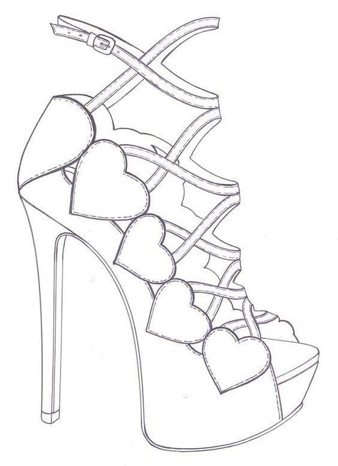 Footwear Drawing Sketch, Draculaura Moodboard, How To Draw Heels, Shoes Coloring, Shoe Drawings, Accessories Design Sketch, Canvas Template, Rose Drawing Tattoo, Fashion Design Template