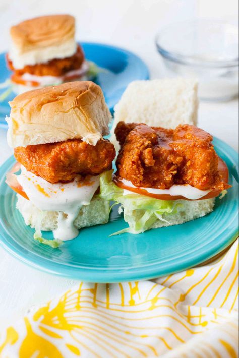 Buffalo Chicken Sliders | The Pioneer Woman Buffalo Chicken Fingers, Buffalo Chicken Sliders, Waffles Recipe, Chicken Sliders, Chicken Sandwiches, Pioneer Woman Recipes, Superbowl Snacks, Slider Recipes, Chicken And Waffles