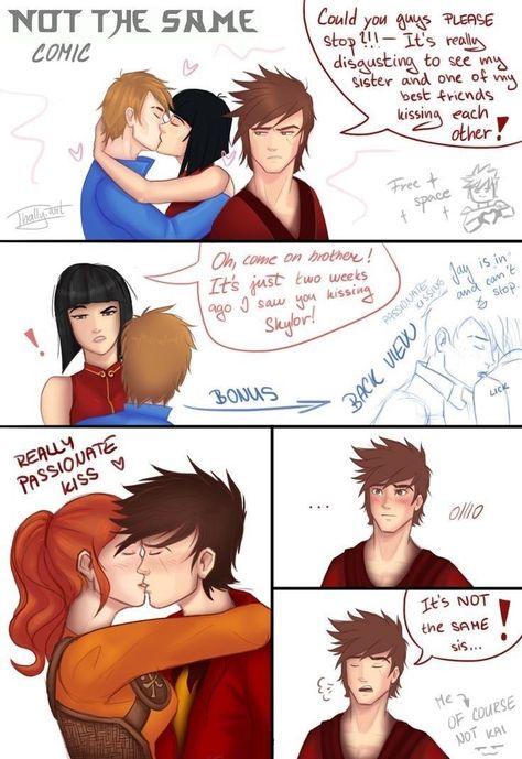 How To Draw Kissing, Ninjago Kailor, Draw Kissing, Lego Kai, Kissing Drawing, Ninjago Fanart, Ninjago Memes, Ninjago Kai, Lego Ninjago Movie