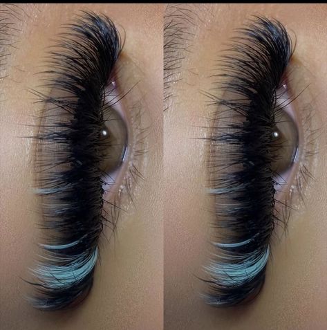 Colored Eye Lashes Extensions, Fake Lashes With Color, Color Wispy Lashes, Color In Eyelashes, Volume Color Lash Extensions, Coloured Lash Extensions White, Lashes With Brown Color, Lash Ideas With Color, Lash Extension Color Ideas