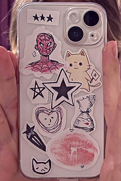 iPhone 13 DIY Case Clear Phone Case Design, Diy Phone Case Design, Diy Case, Iphone Case Stickers, Diy Iphone Case, Collage Phone Case, Pretty Phone Cases, Cases Diy, Transparent Phone Case