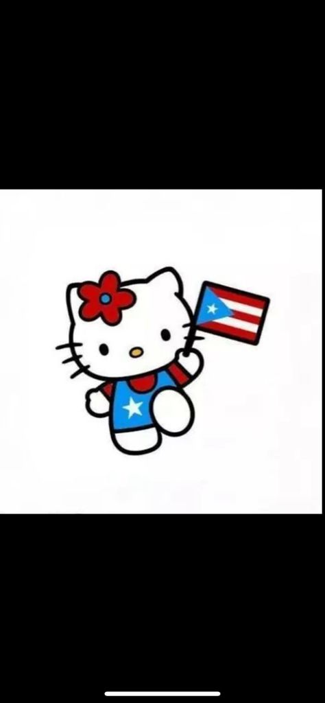 Hello Kitty Holding Puerto Rican Flag, Hello Kitty Puerto Rico Flag, Puerto Rican Spiderman, Hello Kitty Puerto Rico, Puerto Rican Hello Kitty, Hispanic Drawings, Latina Aesthetic Wallpaper, Latina Aesthetic, Puerto Rico Art