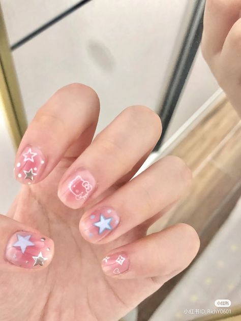 Band Nails, Cute Short Nails, Asian Nails, Hippie Nails, Cute Simple Nails, Nude Nail Designs, Korean Nails, Gelish Nails, Grunge Nails