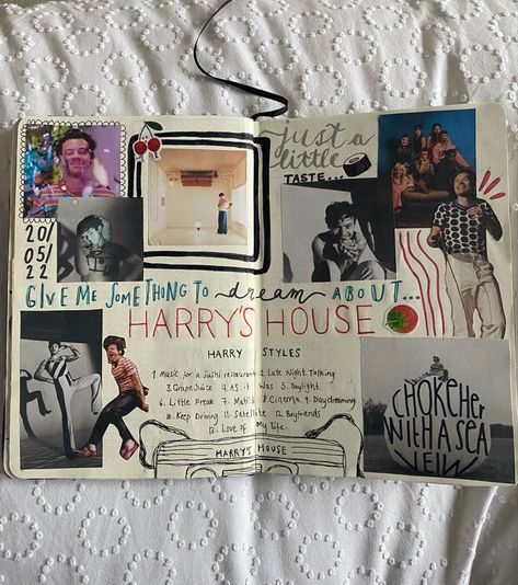 Harrys house Harry Styles Scrapbook Ideas, Harry Styles Journal, Scrapbook For Best Friend, Friendship Journal, Harry Coded, Art Homework, Shot Book, Memories Book, House Journal