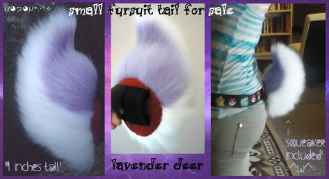 (sold) lavender deer/rabbit/goat tail by https://www.deviantart.com/stayria on @DeviantArt Goat Tail Cosplay, Satyr Costume, Fursuit Making, Fursuit Paws, Fursuit Tutorial, Deer Costume, Pet Spaces, Animal Costumes, Two Cats