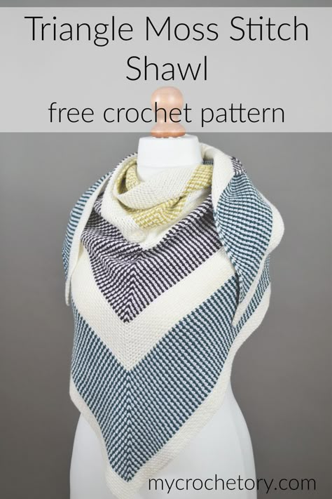 Crochet Patterns Free Scarf, Moss Stitch Shawl, Triangle Crochet Shawl, Moss Crochet, Geek Crochet, Shawls Crochet, Cape Crochet, Triangle Crochet, Crochet Vests