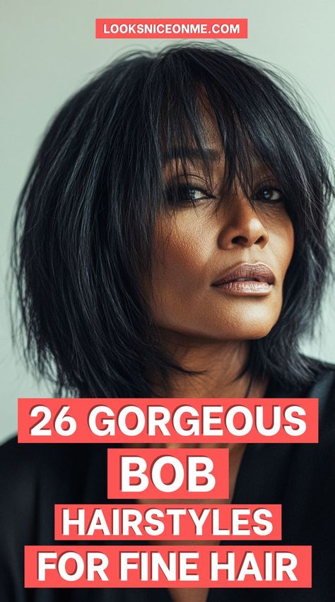 Looking for a chic bob that enhances the texture of your fine hair? These bobs with layers and soft curls add depth and dimension, making your fine hair look fuller and more voluminous! #BobHair #FineHairSolutions #HairMakeover Bobs With Layers, Chic Bob, Hairstyles For Fine Hair, Layered Bobs, Bob Hairstyles For Fine Hair, Layered Bob, Hair Makeover, Soft Curls, Hair Designs