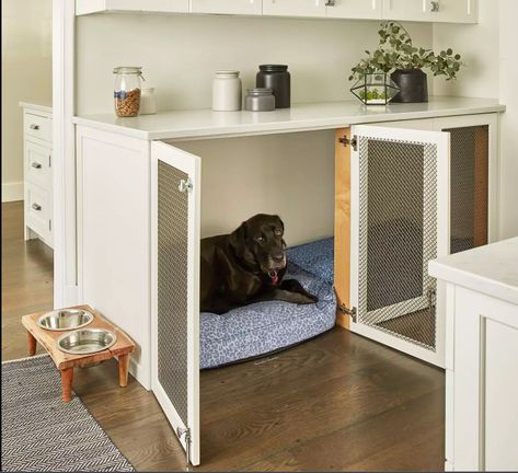 The Art of Pet-Friendly Design  - NKBA Painted Beadboard, Dog Crate Pads, Diy Dog Crate, Dog Kennel Cover, Dogs Diy Projects, Wire Crate, Kennel Cover, Dog Kennel Furniture, Puppy Crate