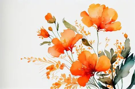 Orange Flower Background, Orange Flowers Painting, Watercolor Challenge, Image Flower, Newborn Quotes, Watercolour Challenge, Watercolor Orange, Painting Wedding, Flower Background Images