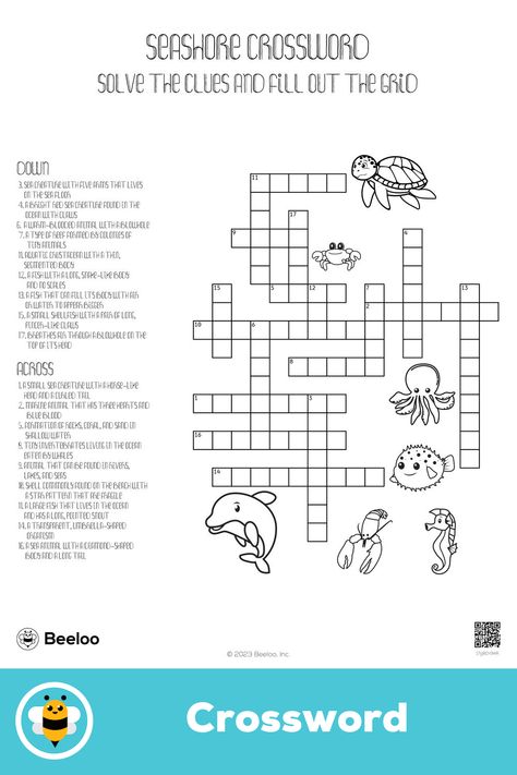 Advanced ocean-themed crossword puzzle for kids ages 9 and up Crafts And Activities For Kids, Puzzle For Kids, Ocean Activities, Free Printable Activities, Crossword Puzzles, Printable Activities For Kids, Sea Theme, Marine Biology, Printable Crafts