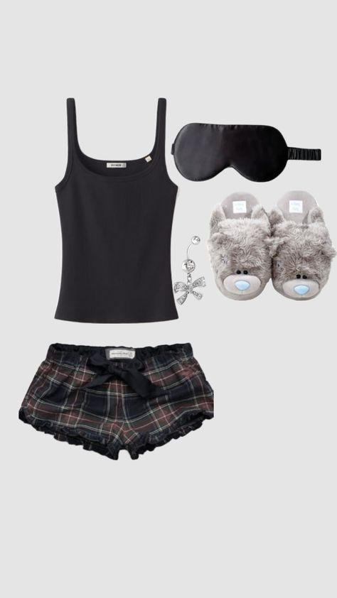 Sleep Fits Aesthetic, Cute Pajamas Aesthetic Summer, Pyjama Shorts Aesthetic, Sleep Shorts Aesthetic, Pjs Summer, Sleep Fits, Pajama Polyvore Outfits, Shoplook Pajamas, Outfit Recommendations