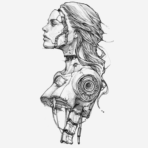 artist: G.ghost Cyberpunk Tattoo, Cyborgs Art, Concept Model, Dark Art Tattoo, Tattoo Project, Arte Cyberpunk, Drawing Style, Comic Drawing, Tattoo Art Drawings