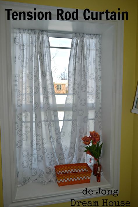 de Jong Dream House: tension rod curtain in deep window sill #tension rod Window Treatments For Deep Window Sills, Tension Rod Curtains Window, Deep Window Sill Curtains, Bedroom Window Sill Decor, Curtains Inside Window Frame, Deep Window Sill, Tension Rod Curtains, Rod Curtains, Inside Window