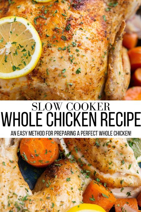 Crock pot whole chicken Whole Chicken One Pot Meals, Whole Hen Recipes Crock Pot, Chicken Veggies Crock Pot, Slow Cooker Roasted Chicken, Whole Chickens In The Crockpot, Whole Fryer Chicken Recipes Crockpot, Whole Crock Pot Chicken, Whole Chicken Soup Crockpot, Thanksgiving Chicken Crockpot