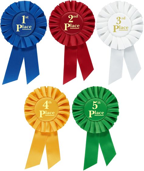 PRICES MAY VARY. Multipurpose rosette ribbons that can be awarded for all sports, school events and ceremonies. Multipurpose rosette ribbons that can be awarded for all sports, school events and ceremonies. Ribbon set includes 5 rosettes of 1st, 2nd, 3rd, 4th and 5th places with the appropriate colors of Blue Red White Yellow and Green. 6 inch ribbon with a diameter of 3 inches and an event card with a safety pin attached to secure to clothing. Each premium ribbon is made from a satin material w Fun Awards, Preschool Craft Activities, Cheap Ribbon, Award Ribbons, Award Ribbon, Youtube Editing, Arts And Crafts For Teens, Certificate Frames, Ribbon Rosettes