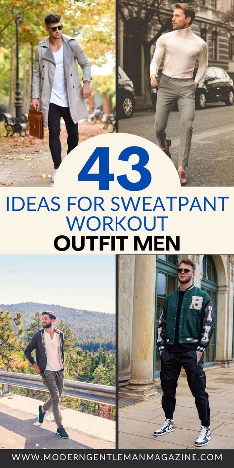 Elevate your casual style with these 43 sweatpants outfit ideas for men! Discover comfortable and trendy looks to keep you stylish and cozy. #SweatpantsOutfit #MensFashion #CasualStyle Workout Outfit Men, Sweatpants Outfit Men, Outfit Men Ideas, Sweatpants Outfit Ideas, Sporty Outfits Men, Casual Sporty Outfits, Loungewear Outfits, Sweatpants Outfit, Mens Workout Clothes