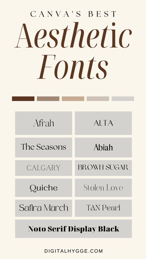 Top Aesthetic Fonts on Canva Best Fonts For Instagram Posts, Dark Academia Canva Fonts, Trendy Adobe Fonts, Canva Minimalist Font, Aesthetic Fonts On Canva, Canva Textures, Logo Font Design, Aesthetic Logo Design, Canva Logo Design