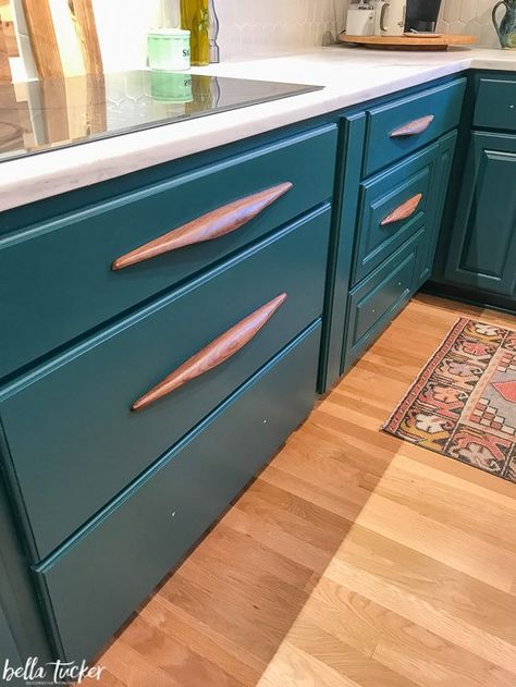 Wood Cabinet hardware by Manzoni Mcm Cabinet Hardware, Mcm Hardware, Paint Cabinet Hardware, 1960s Kitchen Cabinets, Wood Cabinet Hardware, Mcm Kitchens, 70’s Kitchen, Teal Kitchen Cabinets, Regency Kitchen