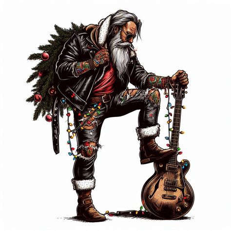 Santa Claus Tattoo, Santa Claus Wallpaper, Sing Out, Saint Nick, Christmas Rock, Rock N’roll, St Nick, Mens Leather Boots, Mens Leather