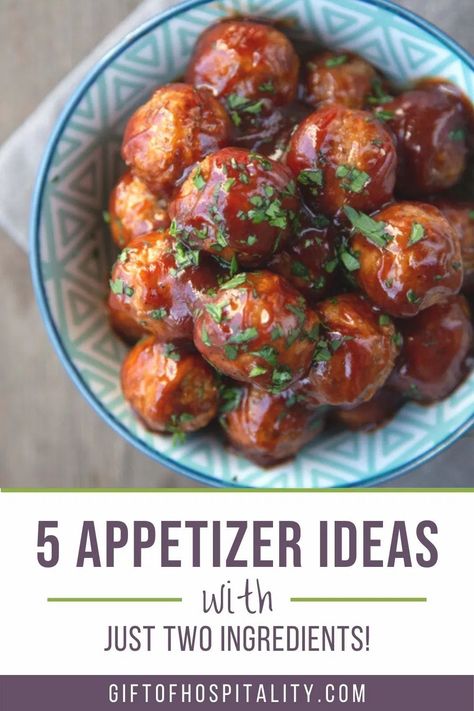 You'll love these easy appetizer ideas—each recipe only has 2 ingredients! #appetizers #barbecuemeatballs #partymeatballs Salami Hors D’oeuvres, Date And Bacon Appetizer, Kielbasa Pineapple Appetizer, Happy Hour Hors D’oeuvres, Room Temperature Hors D’oeuvres, Party Meatballs, Barbecue Meatballs, Bacon Wrapped Dates, Appetizer Meatballs