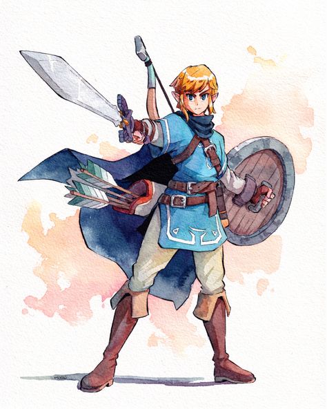 Link Fanart, Character Game, Zelda Funny, Zelda Art, Instagram Link, Watercolor Inspiration, Cartoon Illustration, Cartoon Art Styles, Fantasy Character Design