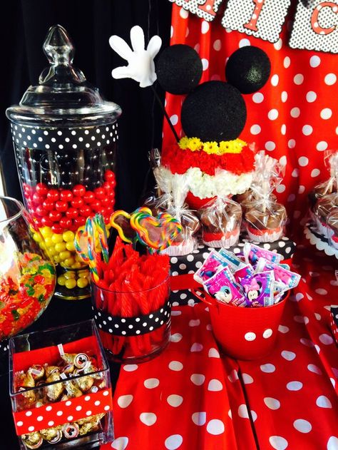 mickey mouse candy buffet | Mickey Mouse Birthday Party Theme Candy Buffet Mickey Mouse Party Favors, Mickey Mouse Theme Party, Mickey Mouse Birthday Decorations, Mickey Mouse Birthday Cake, Fiesta Mickey Mouse, Mickey Mouse Decorations, Mickey Mouse Baby Shower, Mickey Mouse Clubhouse Birthday Party, Mickey Theme