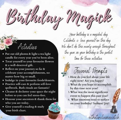 Birthday Manifestation Ritual, Spiritual Things To Do On Your Birthday, Witch’s Birthday, Birthday Spells And Rituals, Pagan Birthday Rituals, Spells To Do On Your Birthday, Witchy Things To Do On Your Birthday, Witchcraft Birthday Spells, Witchy Birthday Ritual