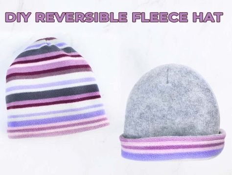 Fleece Winter Hat Pattern, Fleece Beanie Pattern Free, Fleece Hats Patterns Free, Fleece Hat Diy, Easy Quilt Patterns For Beginners, Fleece Diy, Hello Sewing, Fleece Sewing, Fleece Hat Pattern