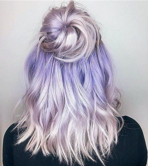 Blonde And Lavender Balayage, Lilac Silver Hair Ombre, Platinum Blonde And Lavender Hair, Platinum With Lavender, Platinum And Lavender Hair, Frosty Purple Hair, Ash Blonde Lavender Hair, Icy Blonde And Purple Hair, Platinum With Lavender Highlights