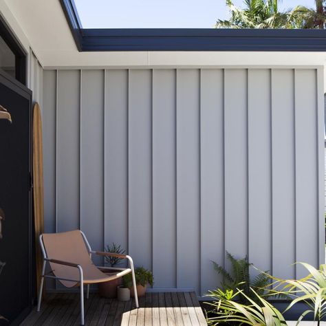 The Block Simon & Ash share their hideaway | COLORBOND® steel Colorbond Shale Grey, The Block 2022, Shale Grey, Contemporary Barn, Facade Material, Coffs Harbour, Grey Exterior, Construction Business, Prefab Homes