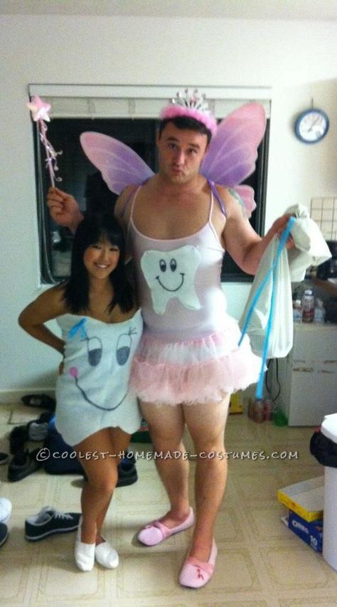 Coolest 1000+ Homemade Costumes You Can Make! Two Person Costumes, Fairy Costume Halloween, Costumes Unique, Costumes Scary, Couples Costumes Creative, Funny Couple Costumes, Costumes Funny, Best Couples Costumes, Crazy Costumes