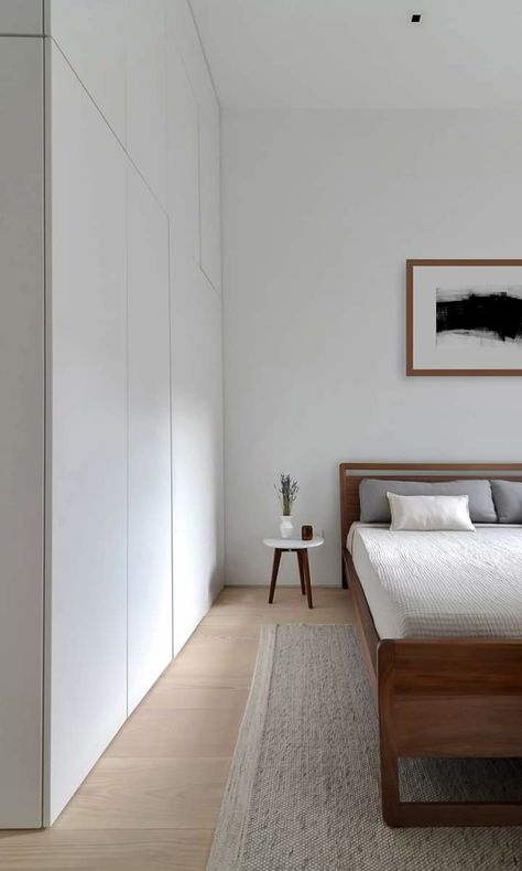 Interior Minimalista, Remodel Bedroom, Minimal Modern, Wardrobe Design, Minimalist Interior, Minimalist Bedroom, 인테리어 디자인, Small Bedroom, White Walls