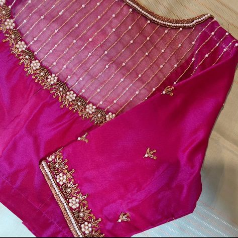 Blouse Aari Work, Blouse Handwork, Green Blouse Designs, Pink Blouse Designs, Magam Work, Latest Bridal Blouse Designs, Smile Gif, Blouse Ideas, Latest Blouse Designs Pattern